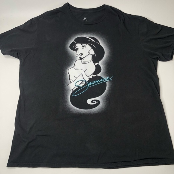 DISNEY Princess Jasmine Aladdin Black Graphic Crew Short Sleeve Unisex T-Shirt - Picture 1 of 14